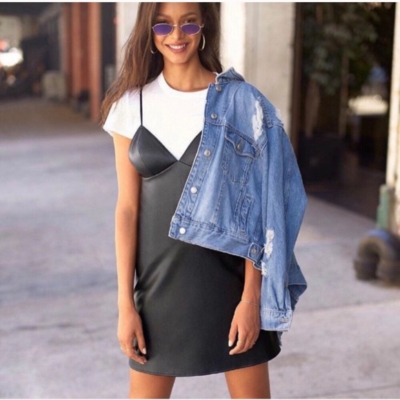 ✨HP✨ VS Faux Leather Slip Dress Vegan Babydoll XS - Picture 4 of 10